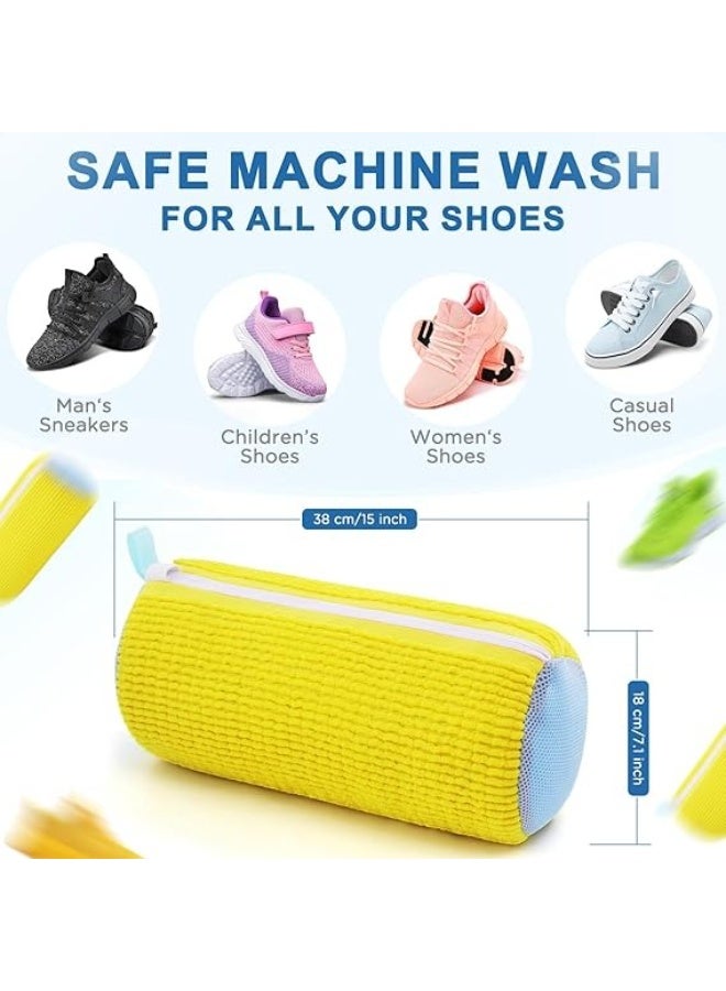 Happy Home XXL Shoe Washing Machine Bag – 360° Full Protection Reusable Laundry Shoe Bag for Sneakers, Running Shoes, Athletic Footwear, Boots, Delicate Shoes and Canvas Shoes – Soft Chenille Microfiber Wrap with Durable YKK Zipper – Protects Shoes from Damage, Wear, and Scratches in Washing Machine and Dryer – Yellow - Image 5